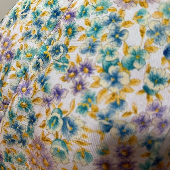 ZARA Women’s L XL Satin Floral Midi Skirt Button Slit Ruffle Hem Vintage Style - Picture 6 of 7